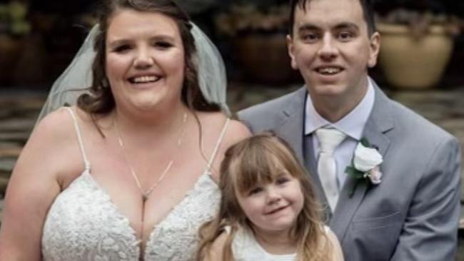 Werribee man Matthew Haughton, 26, is battling terminal brain and heart cancer. He married his wife Teagan last year, with their three-year-old daughter Isabelle at their side.