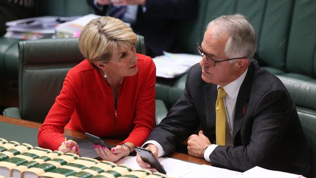 The moment Julie Bishop and Malcolm Turnbull check election results showing Donald Trump will win. Picture: Kym Smith                        <a capiid="bc9e95e5c2eb8036697a110c1b80528a" class="capi-video">Trump elected US President</a>