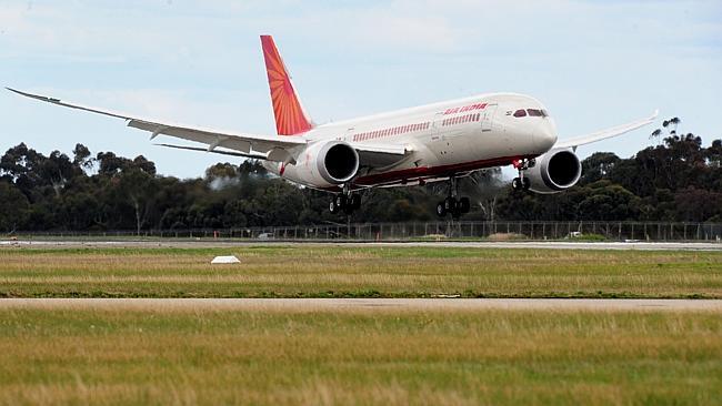 An Air India 787 Dreamliner arrives in Melbourne. Picture: Angie Basdekis