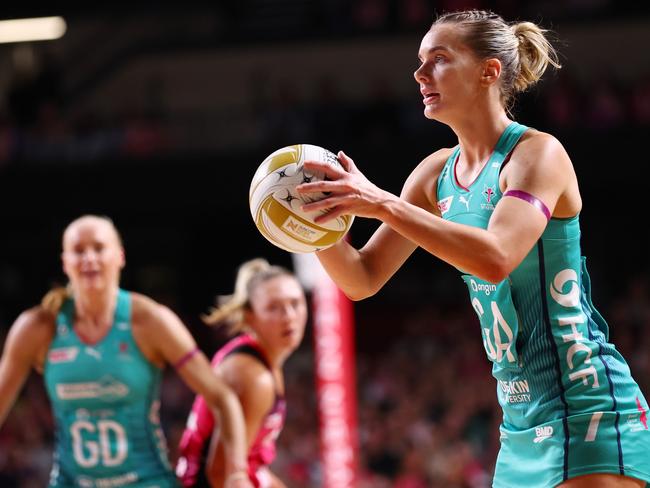 Kiera Austin’s accuracy from range kept the Vixens in the fight. Picture: Getty Images