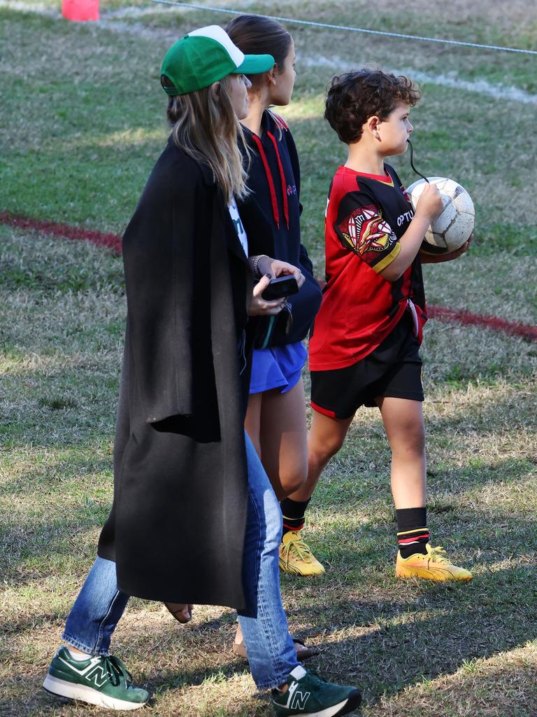 Liz Kemp heading to soccer last Saturday in northern Sydney. Picture: Matrix Pictures/news.com.au