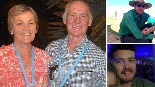 Tributes are flowing for Maree and Merv Schwarz and Graham Tighe who all died after a shooting at a Bogie property west of Mackay. Ross Tighe (bottom Right) survived a gunshot wound to the stomach after undergoing emergency surgery.