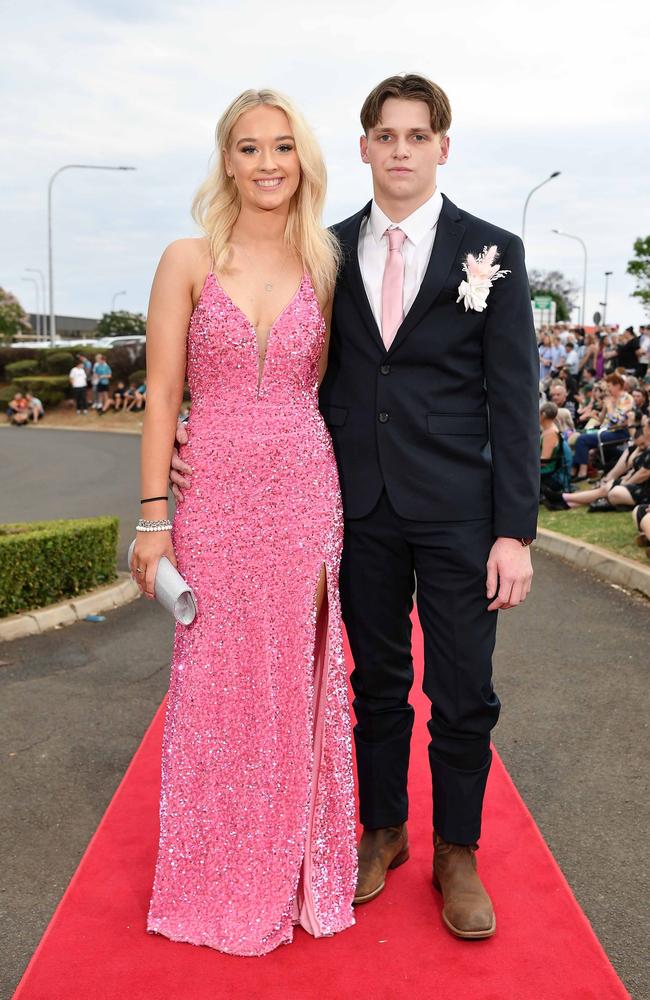 Kesari Geraghty and Connor Zorbst at Highfields State Secondary College. Picture: Patrick Woods.