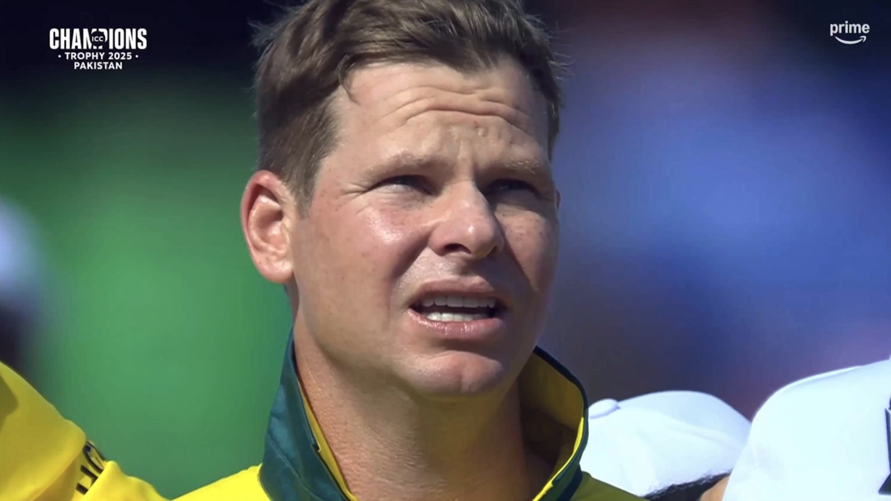 Steve Smith belts out the anthem. Photo: Prime Video.