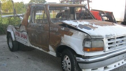 A burnt out tow truck in 2012 during a previous “towie war”.