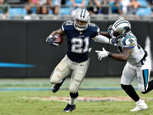 Ezekiel Elliott was well contained by the Panthers. Picture: Getty