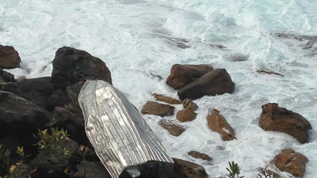 Jeremy Cameron’s wrecked tinnie off Sydney Heads.