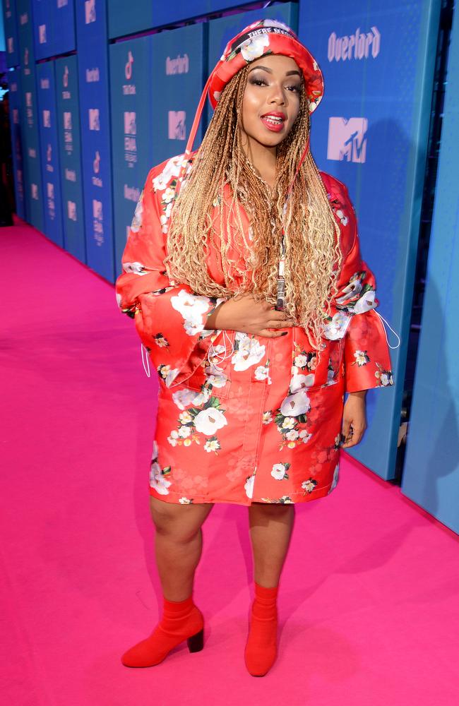 Shekhinah dressed to avoid the rain in Spain. Picture: Dave J Hogan/Dave J Hogan/Getty