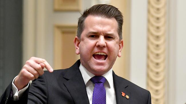 Deputy leader of the Opposition Jarrod Bleijie has launched a bitter personal attack on Premier Steven Miles. Picture: John Gass