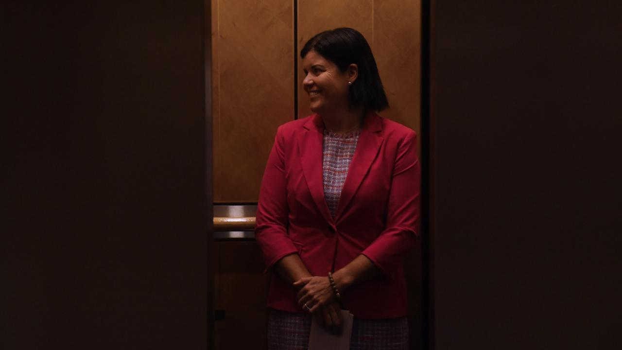 Newly appointed Chief Minister Natasha Fyles addresses media with Deputy Chief Minister Nicole Manison. Picture: (A)manda Parkinson