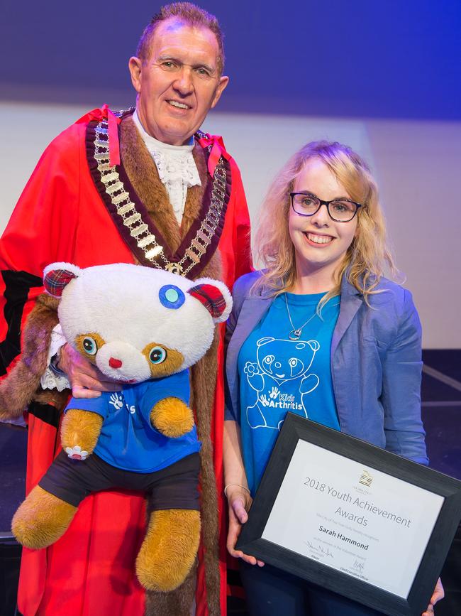 Tea Tree Gully mayor Kevin Knight at a youth awards ceremony.