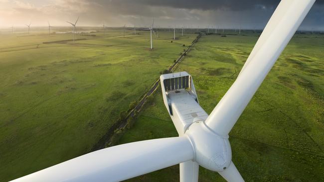 A wind farm in Victoria. There has been a drop in positive attitudes for this form of renewable energy. Picture: Vestas Wind Systems A/S