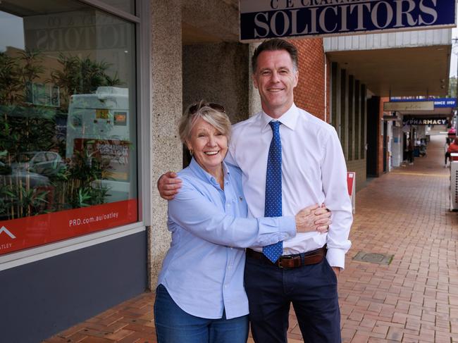 Chris Minns with his mum Caroline Minns, in Oatley, where she started a law business Picture: Justin Lloyd.