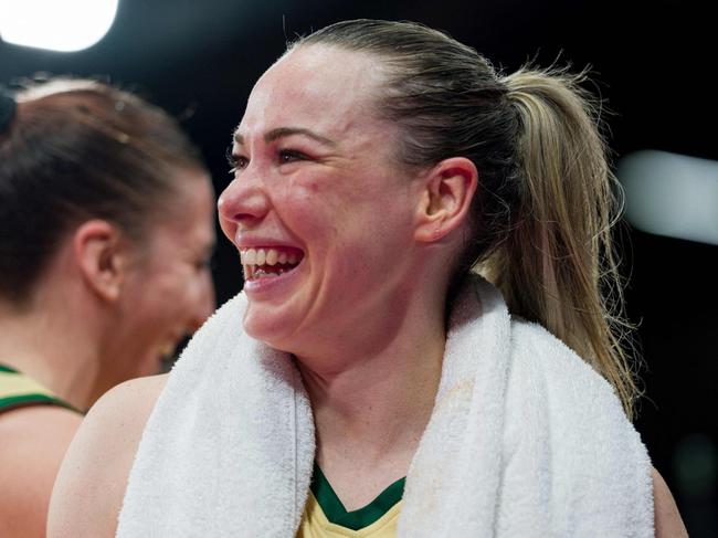 An emotional Tess Madgen led the way for the Aussies. Picture: AFP