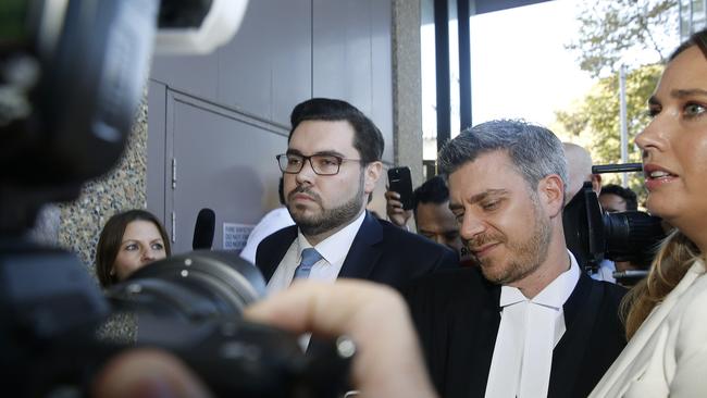 Bruce Lehrmann leaves the Federal Court after a decision his in his defamation case found in favour of Network 10. Picture: NCA NewsWire / John Appleyard