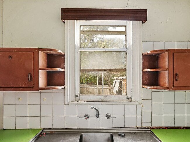The kitchen is pretty damaged.