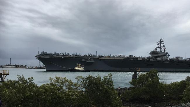 The massive ship dwarfed every other vessel at the Port of Brisbane. Picture: Nicole Pierre