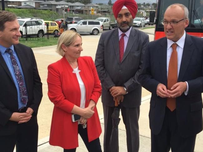 Blacktown MP and Blacktown mayor Stephen Bali, parent Dr Annemarie Christie, Blacktown councillor Moninder Singh and Luke Foley discuss the school issues.