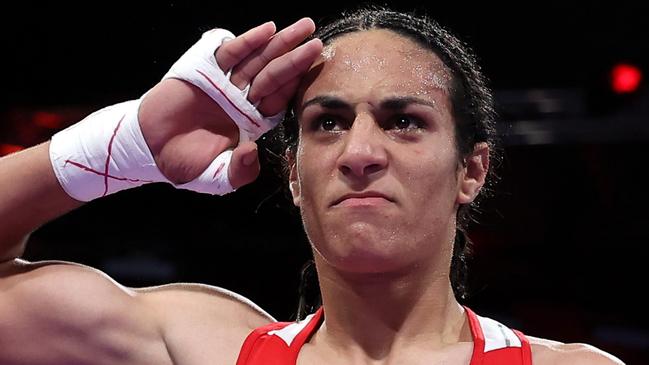 *** BESTPIX *** PARIS, FRANCE - AUGUST 03: Imane Khelif of Team Algeria celebrates victory against Anna Luca Hamori of Team Hungary after the Women's 66kg Quarter-final round match on day eight of the Olympic Games Paris 2024 at North Paris Arena on August 03, 2024 in Paris, France. (Photo by Richard Pelham/Getty Images)