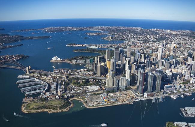 An aerial image of Barangaroo. Picture: Lendlease.