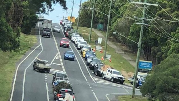 Cars lined up to use the tip in the Redlands at the weekend. Picture: Facebook