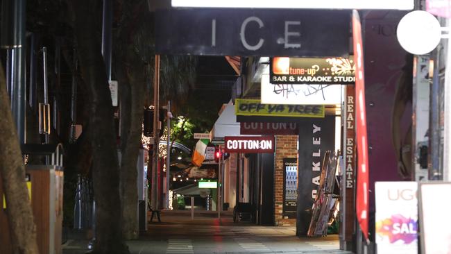 The corner of Cavill Ave and Surfers Paradise Boulevard after the onset of the COVID-19 pandemic. Picture: Glenn Hampson.