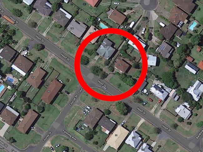 The location of where a small bomb exploded on Wednesday morning in the Westlawn area of Grafton, NSW.