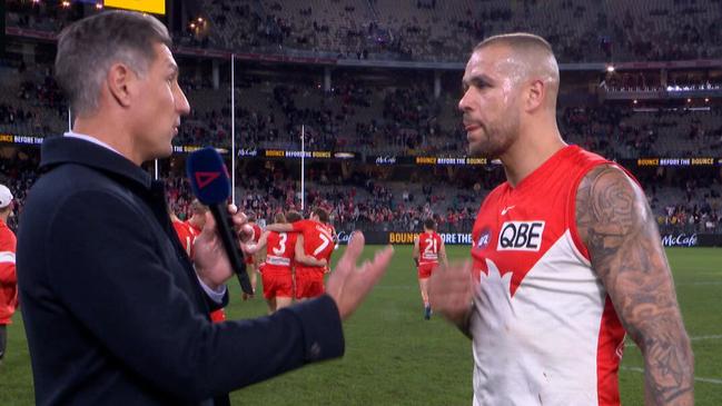 Buddy Franklin opted not to open up on his contract status. Photo: Fox Footy.