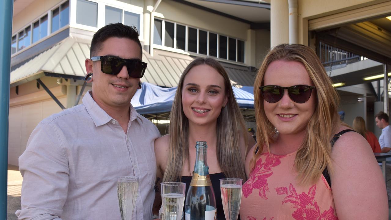 Jarrod Nissan, Lauren Isaacson and Bec Mead at The Gympie Times Ladies Race Day.