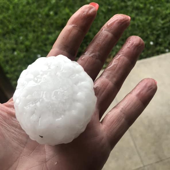 Hail that fell during the storm. Photo: Serena Noon