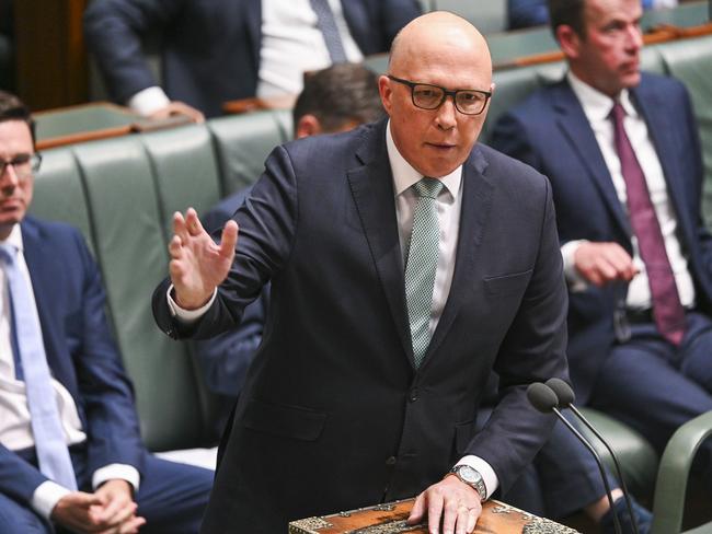 Blistering attack … Opposition Peter Dutton. Picture: NCA NewsWire / Martin Ollman