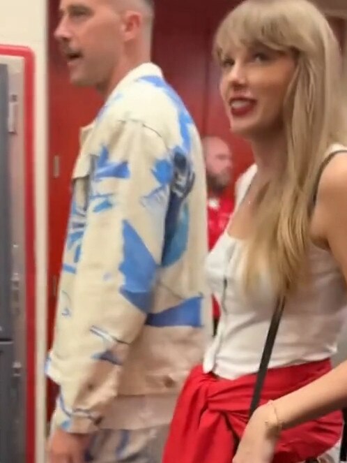 She’s now been spotted with Travis. Picture: NFL/tiktok