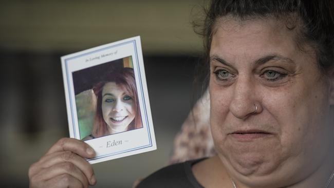 Tammy Simpson holds a photo of her daughter Eden Kennett. Picture: NCA NewsWire/Roy VanDerVegt