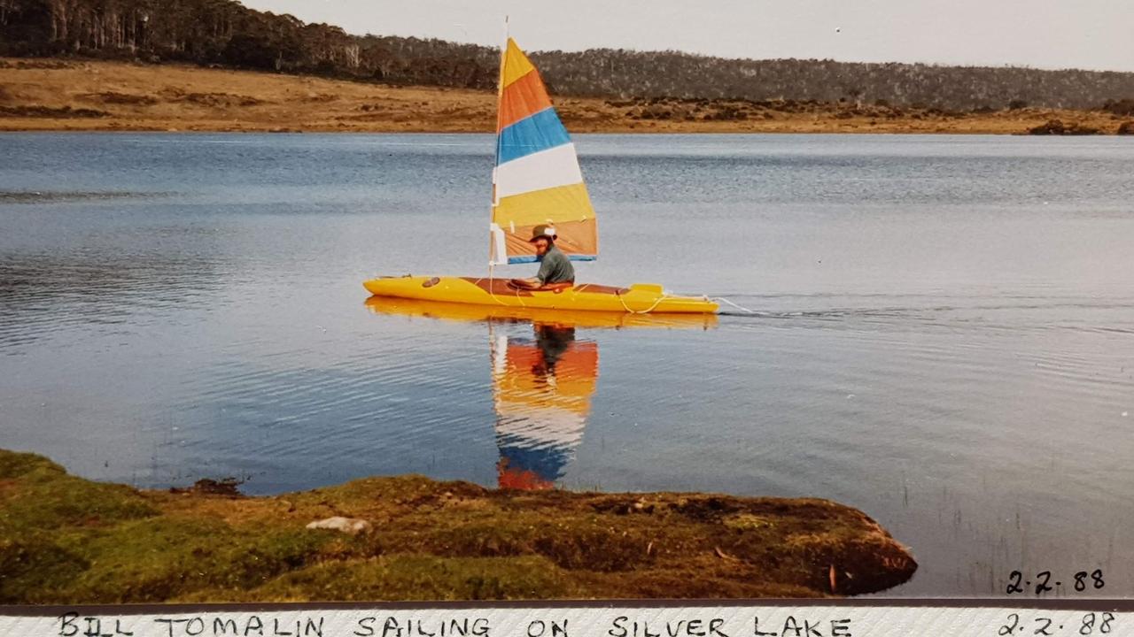 Bushwalker and outdoor educator Bill Tomalin sailing at Lake Silver.