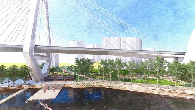 Bank Street Park will have the backdrop of the famous Anzac bridge.