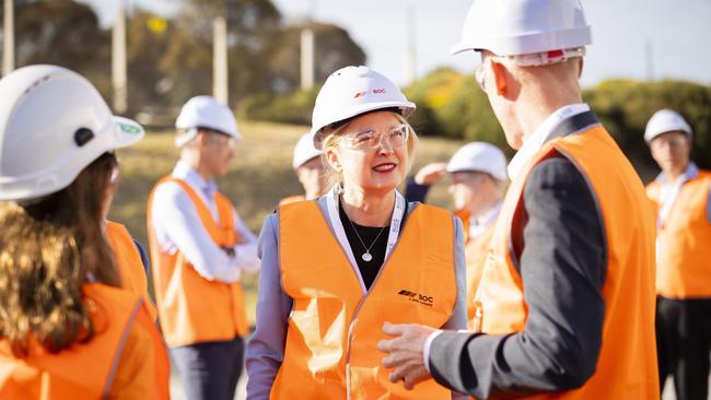 Julie Collins, Minister for Agriculture, Fisheries and Forestry, Minister for Small Business, Member for Franklin at the opening of the Lutana green hydrogen production facility. Picture: Richard Jupe