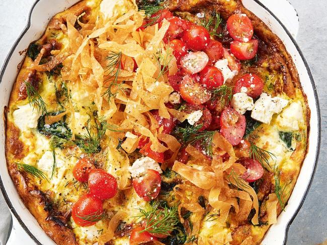 Filled with feta, dill, spinach and lemon, this frittata makes the perfect light dinner or lunch.