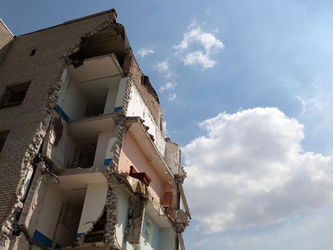 A damaged building in the heavily destroyed city of Chasiv Yar, eastern Ukraine, following Russian missile strike. Picture: AFP