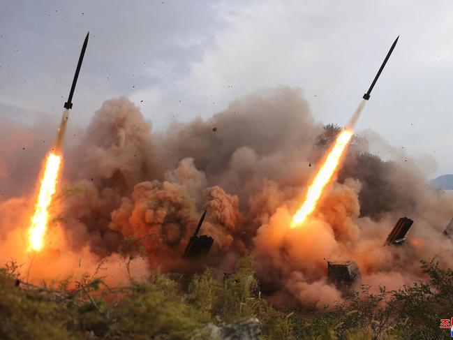 North Korea's recent missile tests were "tactical nuclear" drills personally overseen by leader Kim Jong-un, state media said, adding the launches were a response to US-led joint military exercises in the region. Picture: AFP