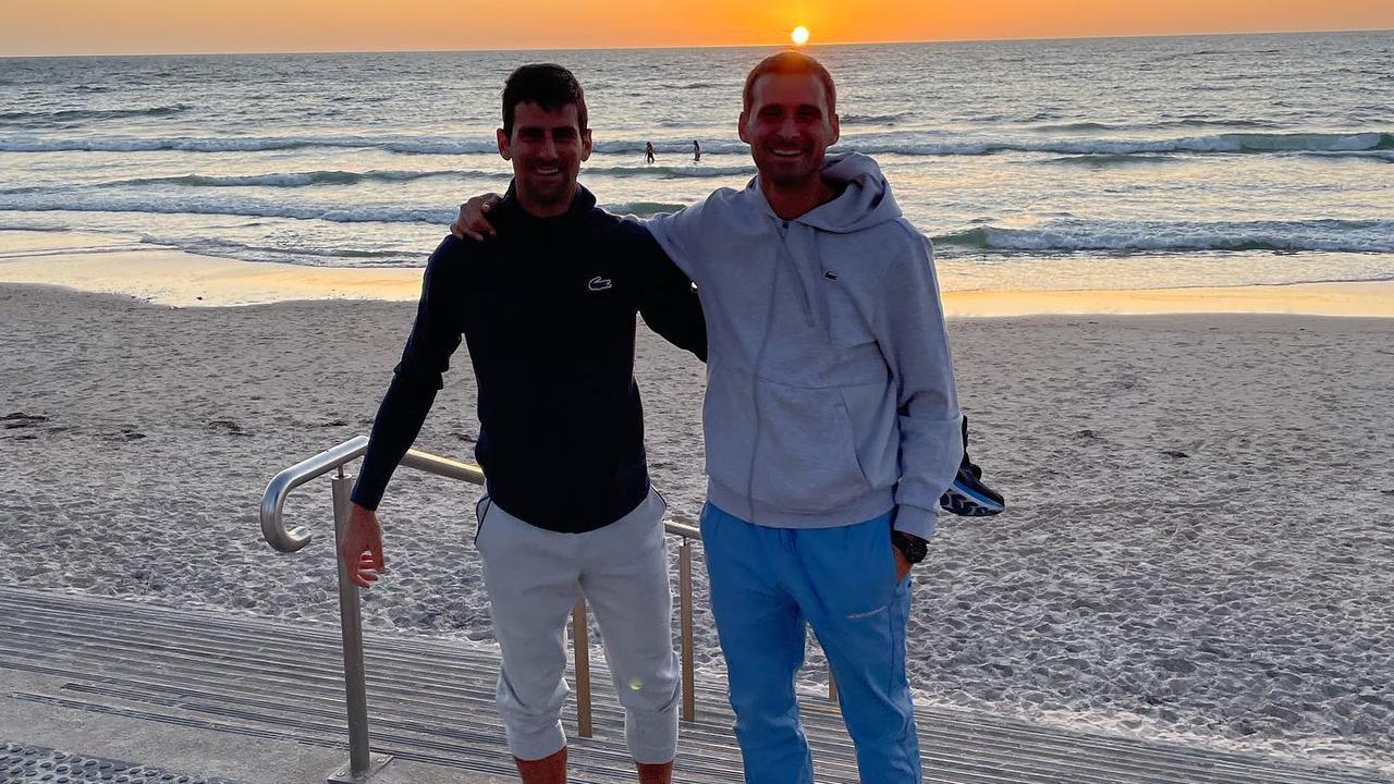 Novak Djokovic with his brother Мarko Djokovic at an Adelaide beach. Picture: Instagram