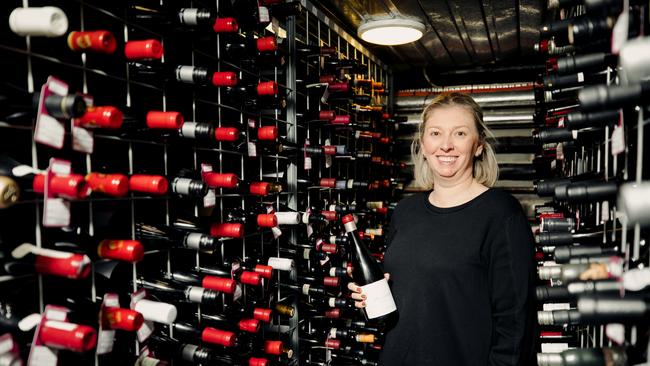 Mona Hospitality Operations manager Pip Anderson inside the Mona wine bunker. Picture: Mona