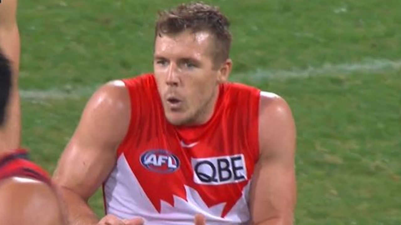 Luke Parker taunts Dylan Shiel.