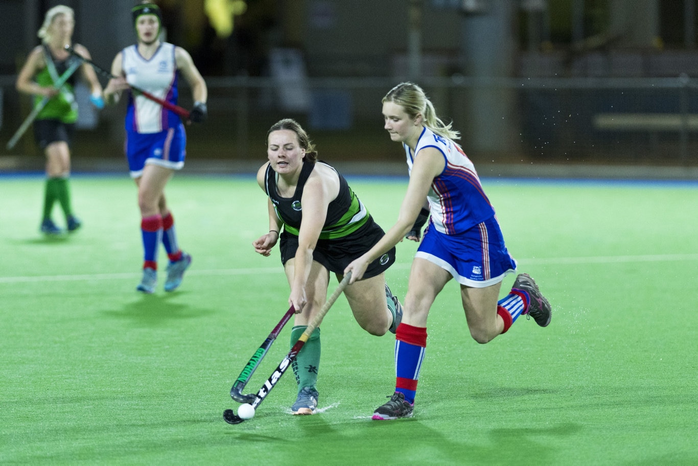 Jane Butler (left) of Norths competes with Katarina Taylor of Rangeville in Toowoomba Hockey COVID Cup women round four at Clyde Park, Friday, July 31, 2020. Picture: Kevin Farmer