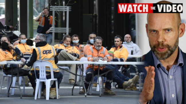 Construction workers get a dressing down over lunch stunt