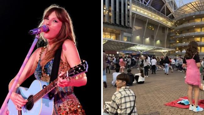 Chaos erupted outside Accor Stadium last night as an announcement sent hordes of Swift fans running before the singer stepped on stage. Picture: Supplied