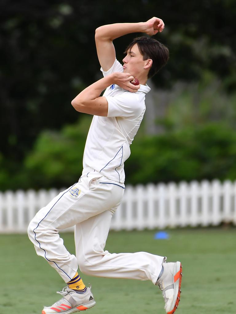 Nudgee College bowler Tom Malone.. Picture, John Gass.