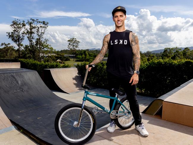 EMBARGOED WEEKEND PAPERS ONLY........ Tokyo Olympic BMX gold medallist Logan Martin at his home for a feature.  Pic Luke Marsden