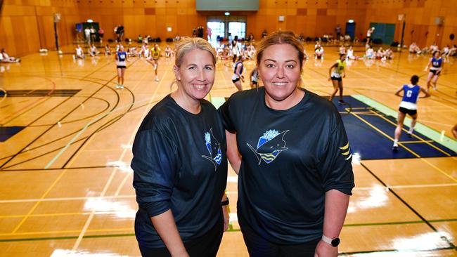 Bond Bull Sharks Head of Netball and Ruby coach Kim Boland and Sapphire coach Rebecca Stower are ready to lead Bond into the 2023 Sapphire Series. Photo: Cavan Flynn Bond University