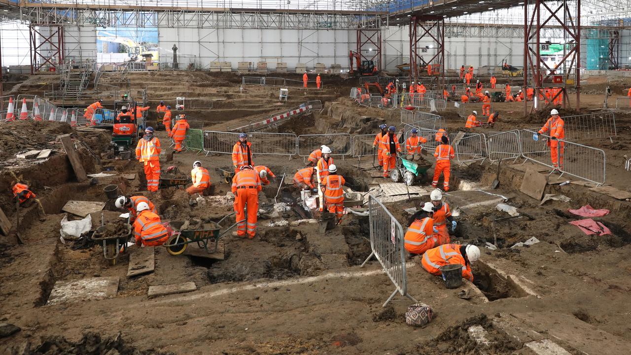 The archaeological dig at Euston Station, London, UK, where the remains of Captain Matthew Flinders were discovered.