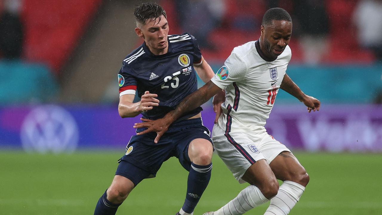 Scotland's midfielder Billy Gilmour (L) won man of the match against England, but now he’s tested positive for COVID-19.